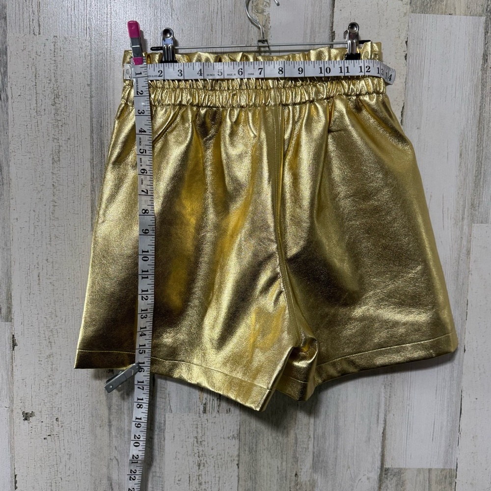 Gold Rhinestones Bedazzled High Waist Women's Shorts - Picture 6 of 10